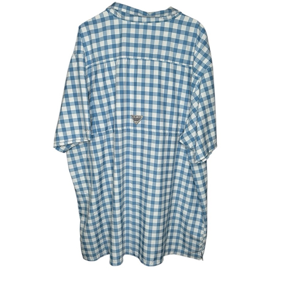 Columbia Blue and White Plaid Men's Shirt PFG 4XT - Picture 5 of 5